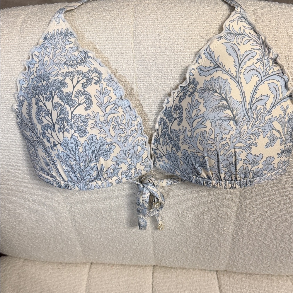 H&M Elegant Blue and White Bikini Top